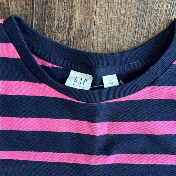 Striped Pink and Blue Kids jersey Dress - Picture 2 of 4